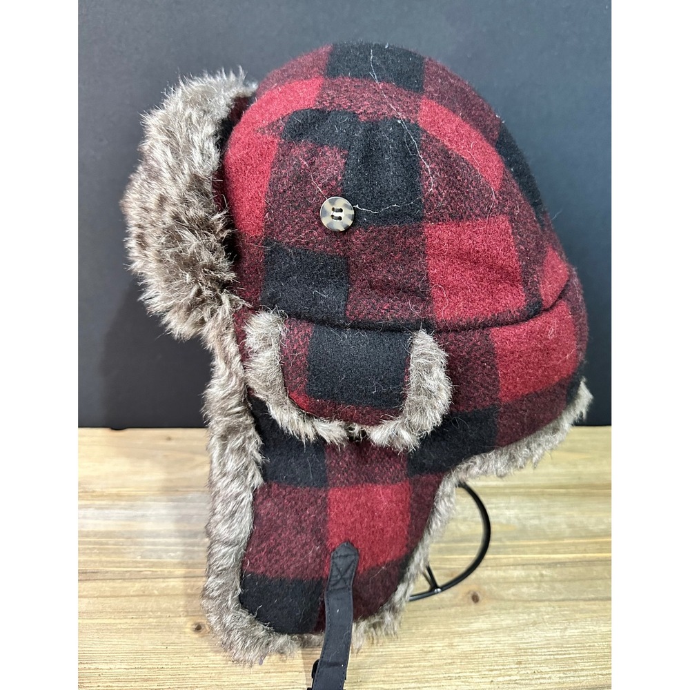 Mad Bomber Trapper Hat Buffalo Plaid Wool Large Outdoor